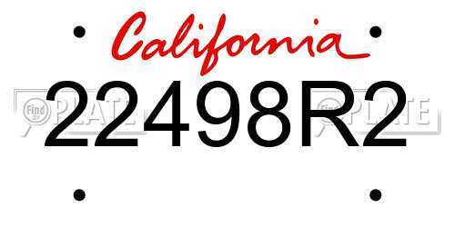 22498R2 California License Plate
