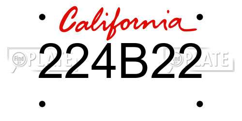 224B22 California License Plate