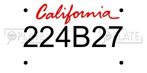 224B27 California License Plate