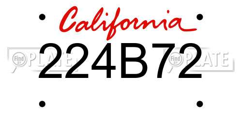 224B72 California License Plate