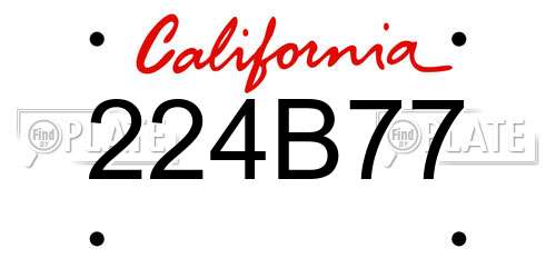 224B77 California License Plate