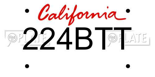 224BTT California License Plate