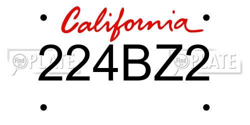 224BZ2 California License Plate