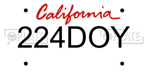 224DOY California License Plate
