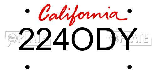 224ODY California License Plate