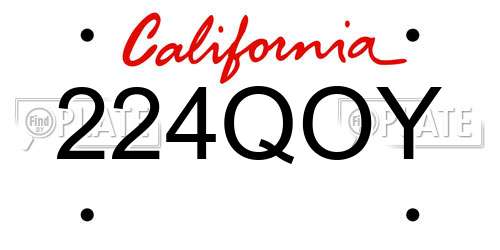 224QOY California License Plate