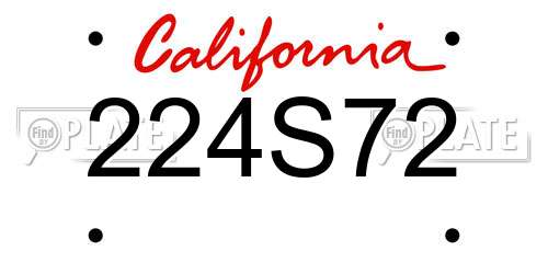 224S72 California License Plate