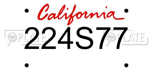 224S77 California License Plate