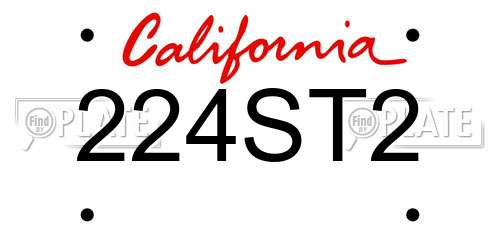 224ST2 California License Plate