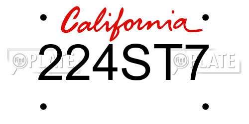 224ST7 California License Plate