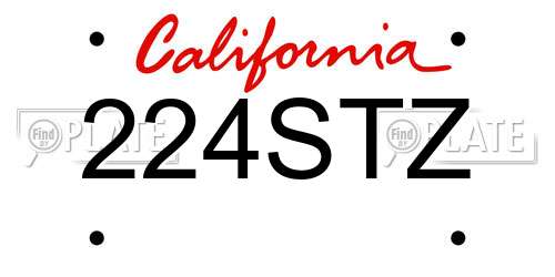 224STZ California License Plate