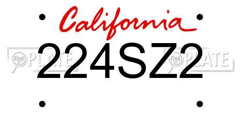 224SZ2 California License Plate