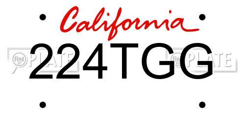 224TGG California License Plate