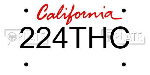 224THC California License Plate
