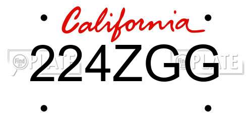 224ZGG California License Plate