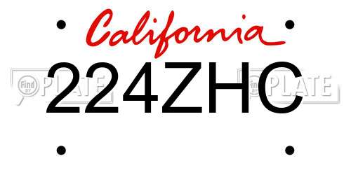 224ZHC California License Plate