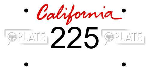 225 California License Plate
