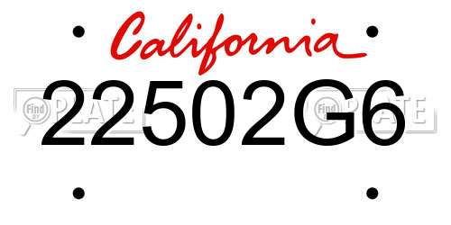 22502G6 California License Plate
