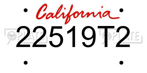 22519T2 California License Plate