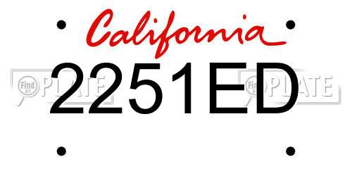 2251ED California License Plate