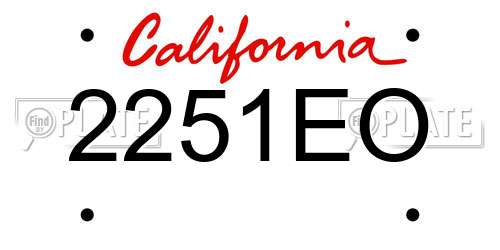 2251EO California License Plate