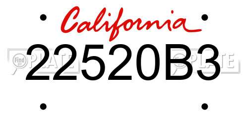 22520B3 California License Plate