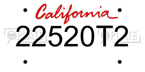 22520T2 California License Plate