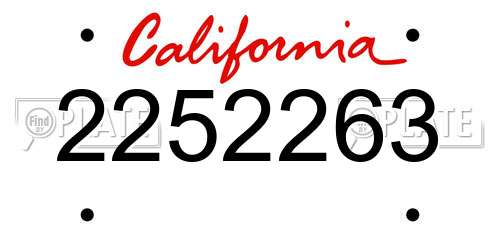 2252263 California License Plate