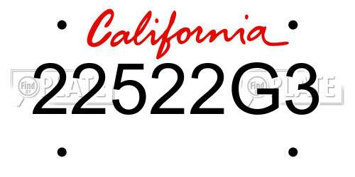 22522G3 California License Plate