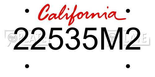 22535M2 California License Plate