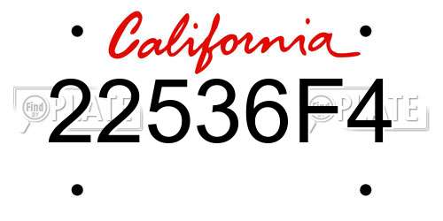22536F4 California License Plate