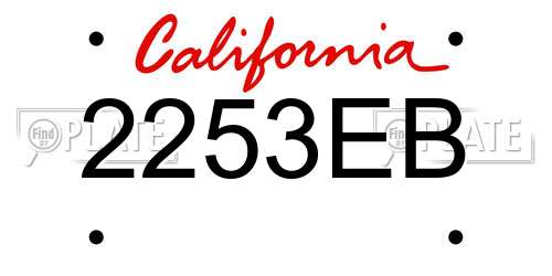 2253EB California License Plate