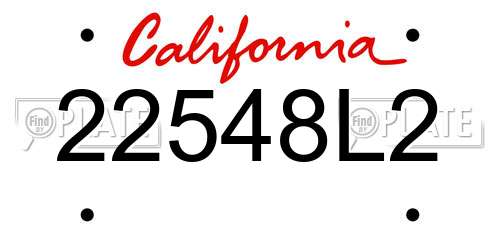 22548L2 California License Plate