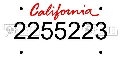 2255223 California License Plate