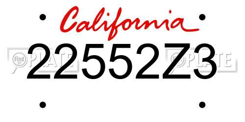 22552Z3 California License Plate