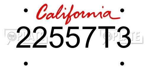 22557T3 California License Plate