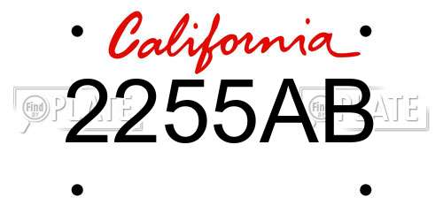2255AB California License Plate