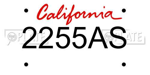 2255AS California License Plate
