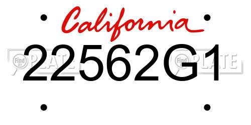 22562G1 California License Plate