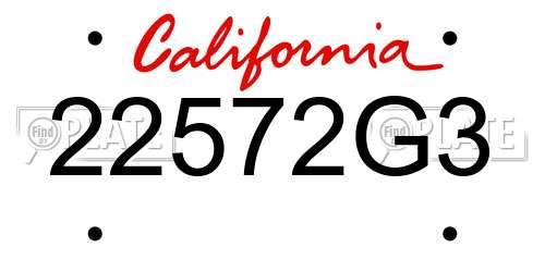 22572G3 California License Plate