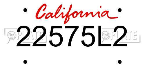 22575L2 California License Plate