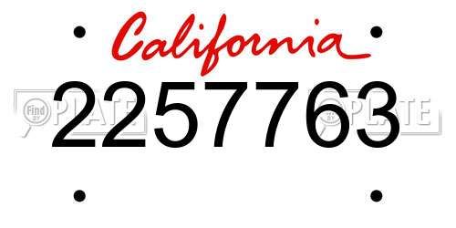2257763 California License Plate