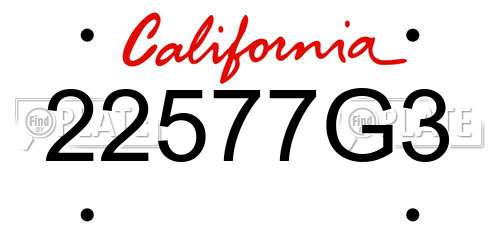 22577G3 California License Plate