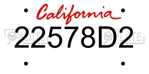 22578D2 California License Plate