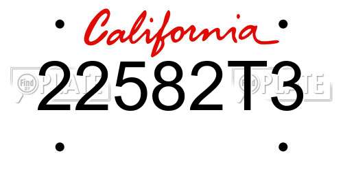 22582T3 California License Plate