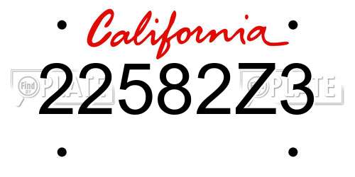 22582Z3 California License Plate
