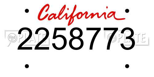2258773 California License Plate