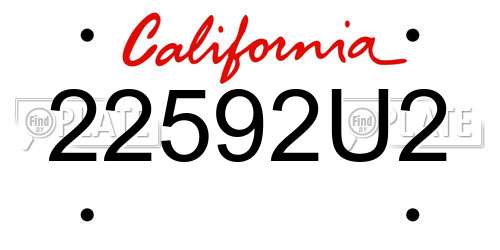 22592U2 California License Plate