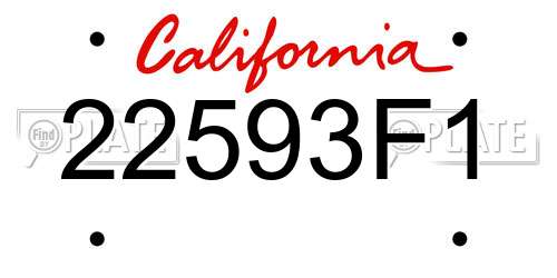 22593F1 California License Plate