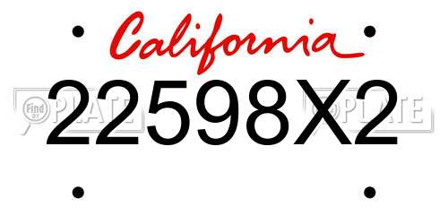 22598X2 California License Plate